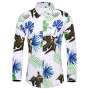 Many styles men long-sleeved plus size 7XL shirt fashion rose plant flower printed shirt Hawaii leisure men clothing