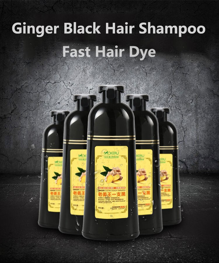 Natural Fast Hair Dying Shampoo Ginger Hair Dye Permanent Black Hair Shampoo for Women and Men Gray Hair Removal