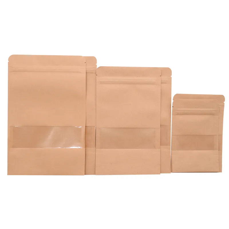 10Pack Small Gift Bags Paper Kraft Paper Candies Bags with Zip Lock Wedding Birthday Party Kids Favors Cookies Packing Supplies
