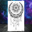 Owl Moth Jewelry Temporary Tattoo For Women Men Mandala Henna Flower Tattoo Mehndi Fake Pendants Geometric Tatoo Chest Back Lace