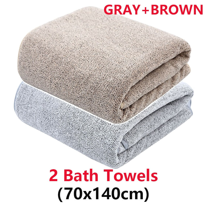 2/4 Pcs Bamboo Charcoal Coral Velvet Bath Towel For Adult Soft Absorbent Quick-Drying Towel Home Bathroom Microfiber Towel Sets