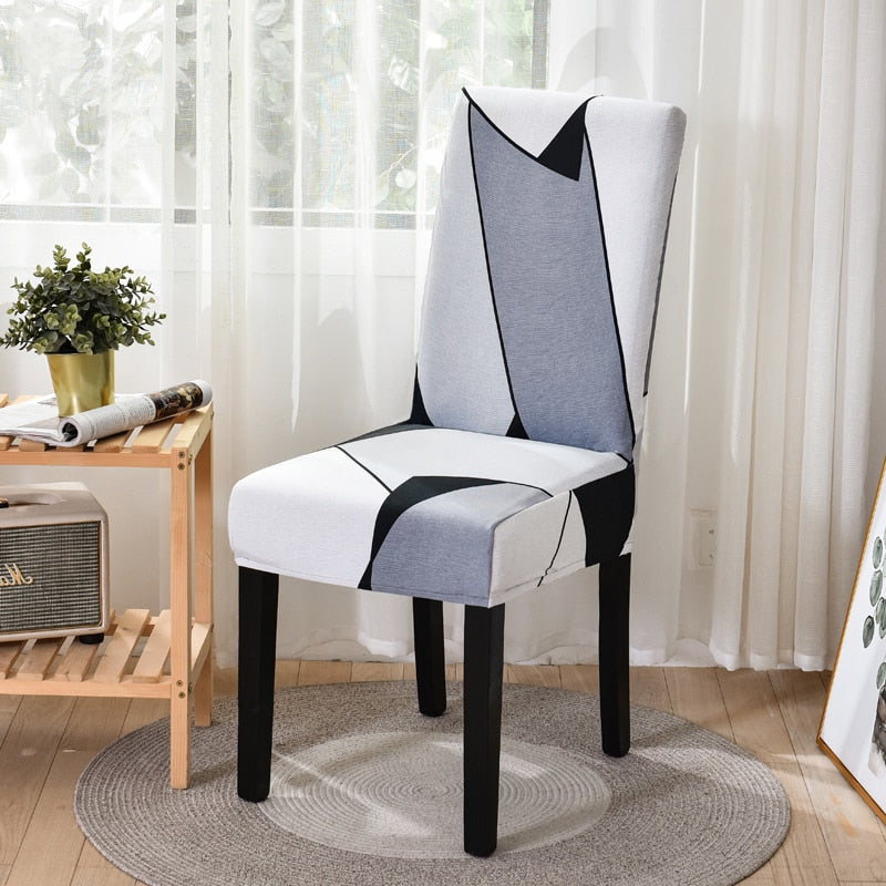 Square lattice printed stretch chair cover for dining room office banquet chair protector elastic material armchair cover