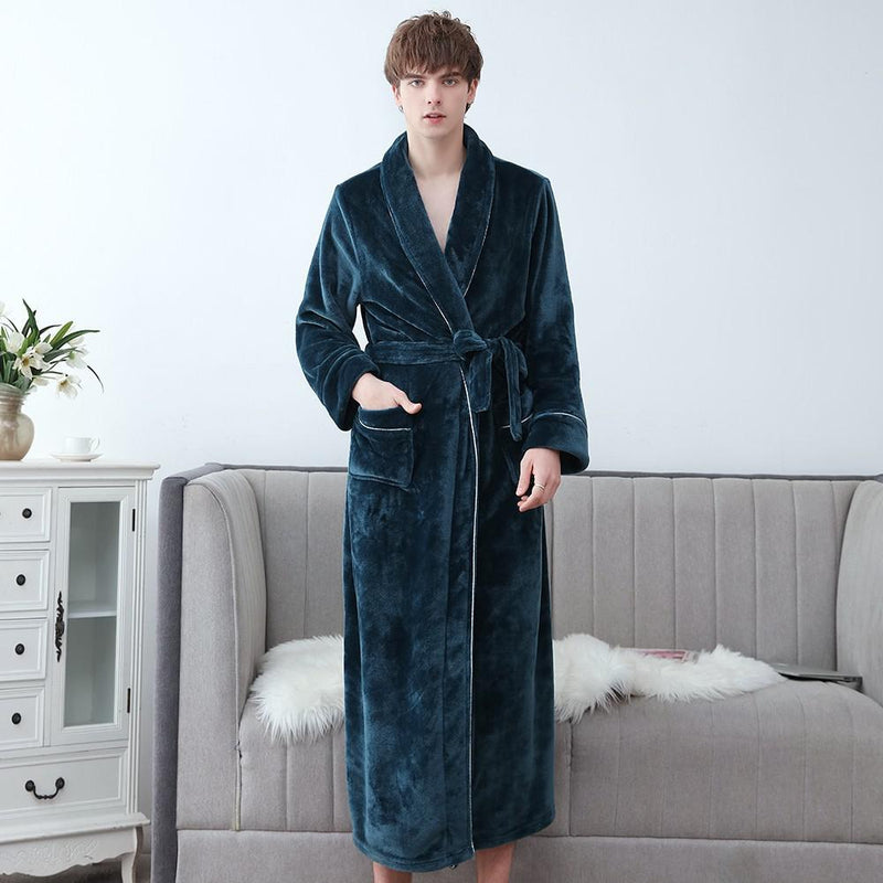 Plus Size 3XL Men Robe Winter Flannel Soft Kimono Gown Lovers Ultra Large Long Bathrobe Nightwear Thick Warm Women Sleepwear