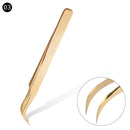 Stainless Steel Eyelashes Tweezers Professional For Lashes Extension Gold Decor Anti-static Eyebrow Tweezers Eyelash Extension