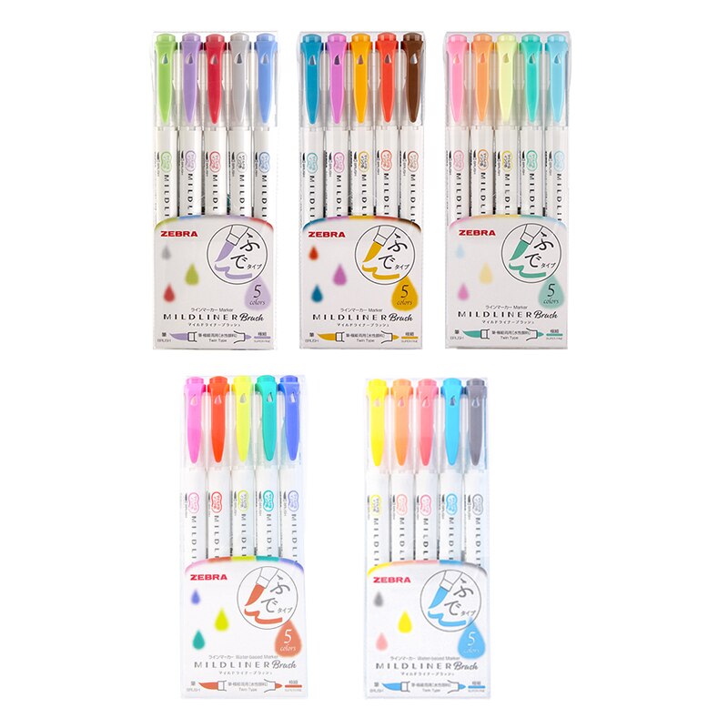 5/15/25color Set MildLiner Soft Brush Pen Double-headed Mild liner Highlighter Marker Pen School Supplies