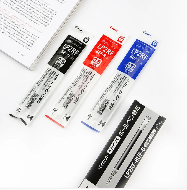 10pcs PILOT Juice Gel Pen Refills LP2RF-8EF 0.38/0.5mm Bullet Type Quick-drying Red-Blue-Black Three Colors Optional