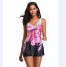 Plus Size 5XL Two Piece Swimsuit with Skirt Black and White Big Large Tankini Print XXXL Boxers separate Swimwear Women