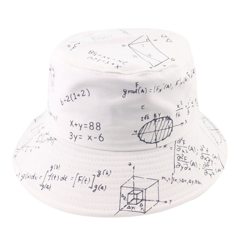 FOXMOTHER New Panama Black White Letter Mathematics Function Print Fisherman Fishing Caps Bucket Hats Gorros