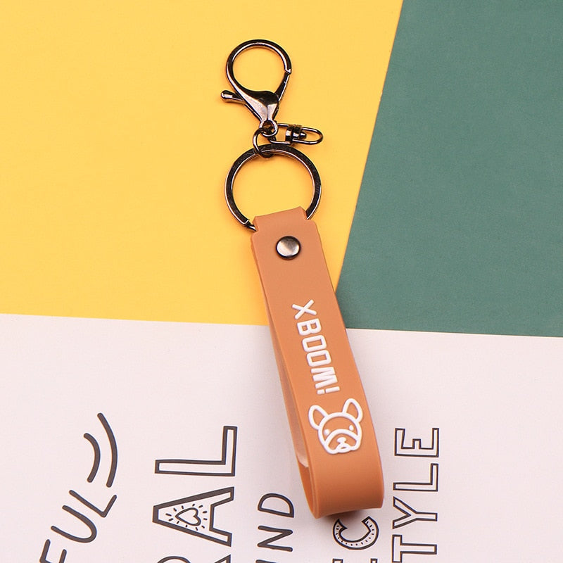 Fashion French Bulldog Keychain Bag Pendant Leather Car Keychain Couple Key Holder Chain Ring Cute Dog Trinket Animal Keyfob