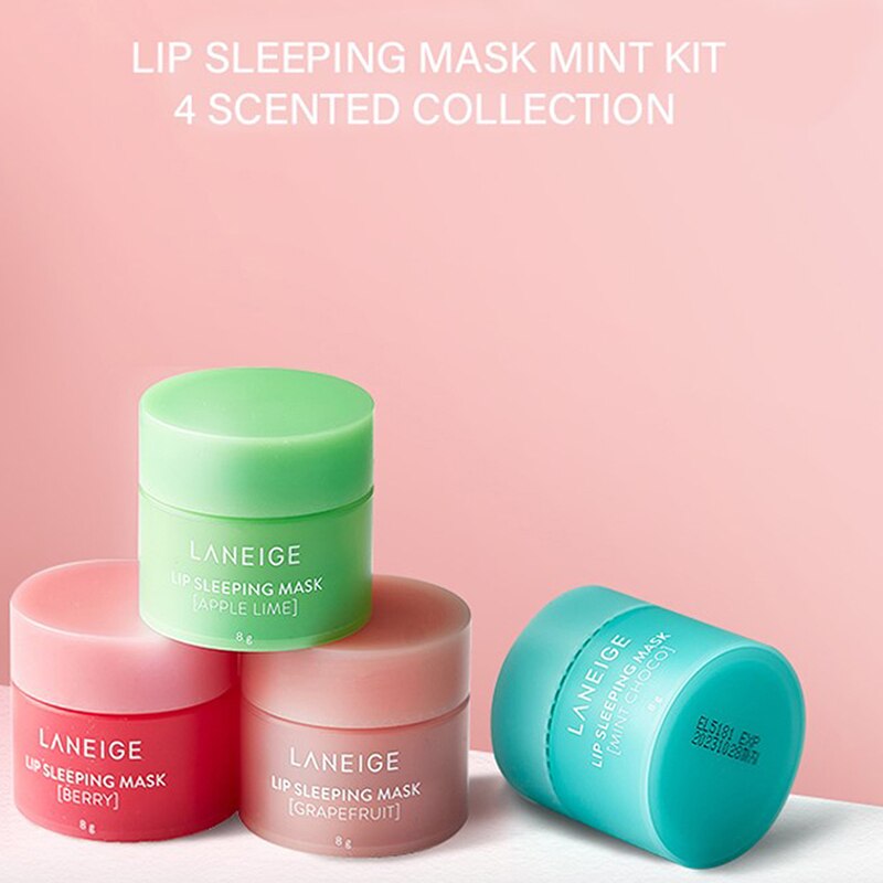 4PCS Lip Sleeping Mask Mini Kit 4 Scented Collection 8g Nutritious Moisturizing