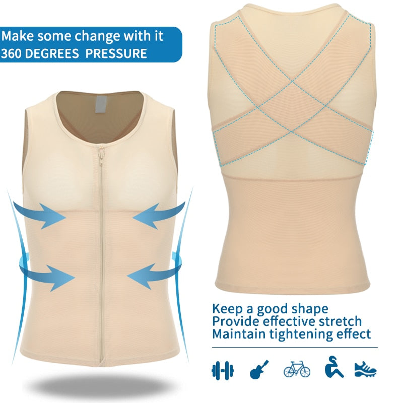 Mens Slimming Body Shaper Gynecomastia Compression Shirts Tummy Control Shapewear Waist Trainer Chest Abs Slim Vest Male Corset