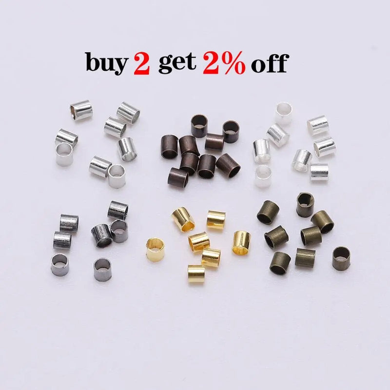 150-500pcs 1.5 2.0 2.5mm Gold Copper Tube Crimp End Beads Stopper Spacer Beads For Jewelry Making Findings Supplies Necklace
