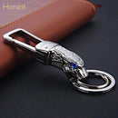 Honest Luxury Men Women Car Keychain Leapard Dragon Genuine Leather Rope Key Ring for Male Jewelry Creativity Gift Wholesale