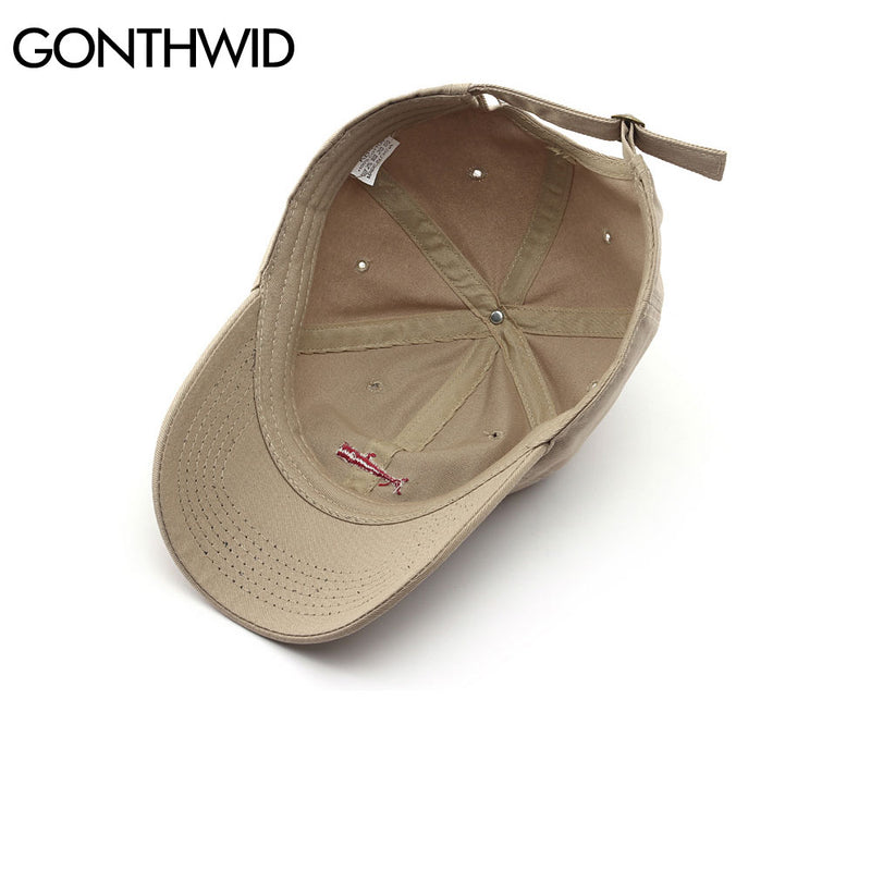 GONTHWID Embroidered Fish Adjustable Baseball Caps Casual Solid Color Cotton Curved Sun Visor Hats Men Women Fashion Sun Hat