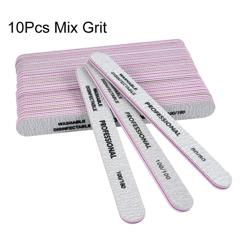 3/5/10Pcs Professional Nail File 80 100 180 Grit Unhas De Gel Nail Files Sandpaper Moon Style Acrylic Nail File Art Tools