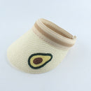 Children Cartoon Straw Hat For Kids Boys Girls Fruit Embroidery Sun Visor Cap Baby UV Protection Hats