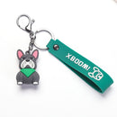 Fashion French Bulldog Keychain Bag Pendant Leather Car Keychain Couple Key Holder Chain Ring Cute Dog Trinket Animal Keyfob