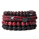 Vintage Multilayer Men Bracelet Natural Stone Lava Beads Bracelet Fashion Black Arrow Charm Bracelet Bangles Jewelry Male Women