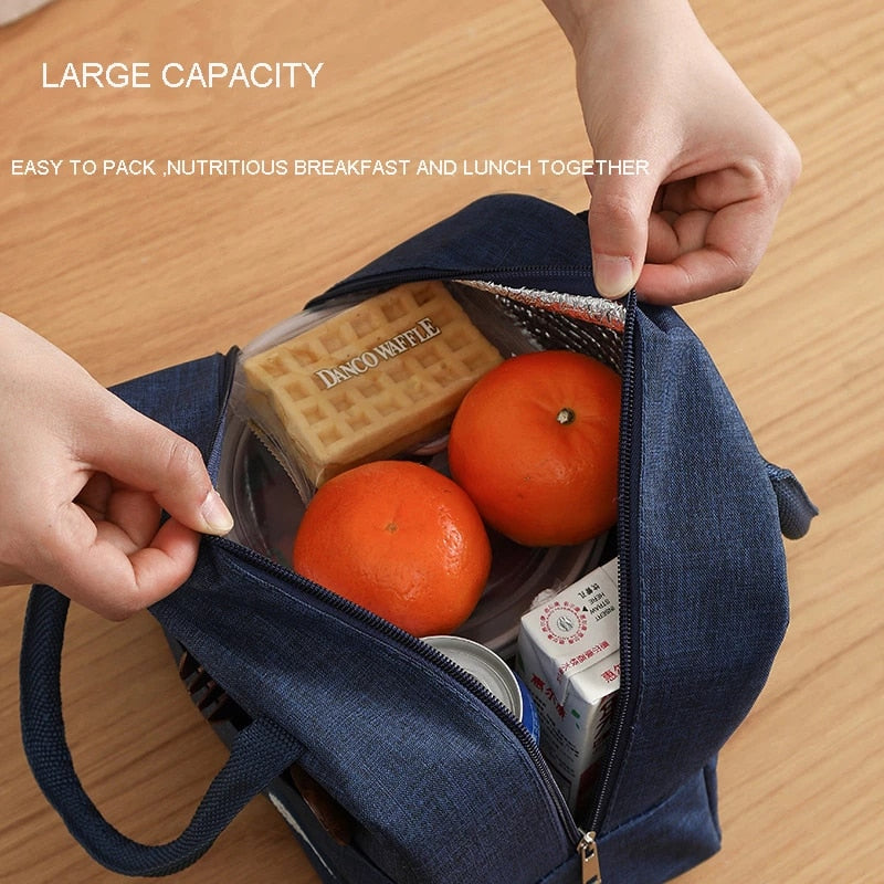 Portable Lunch Bag New Thermal Insulated Lunch Box Tote Cooler Handbag Bento Pouch Dinner Container School Food Storage Bags