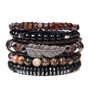 Vintage Multilayer Men Bracelet Natural Stone Lava Beads Bracelet Fashion Black Arrow Charm Bracelet Bangles Jewelry Male Women