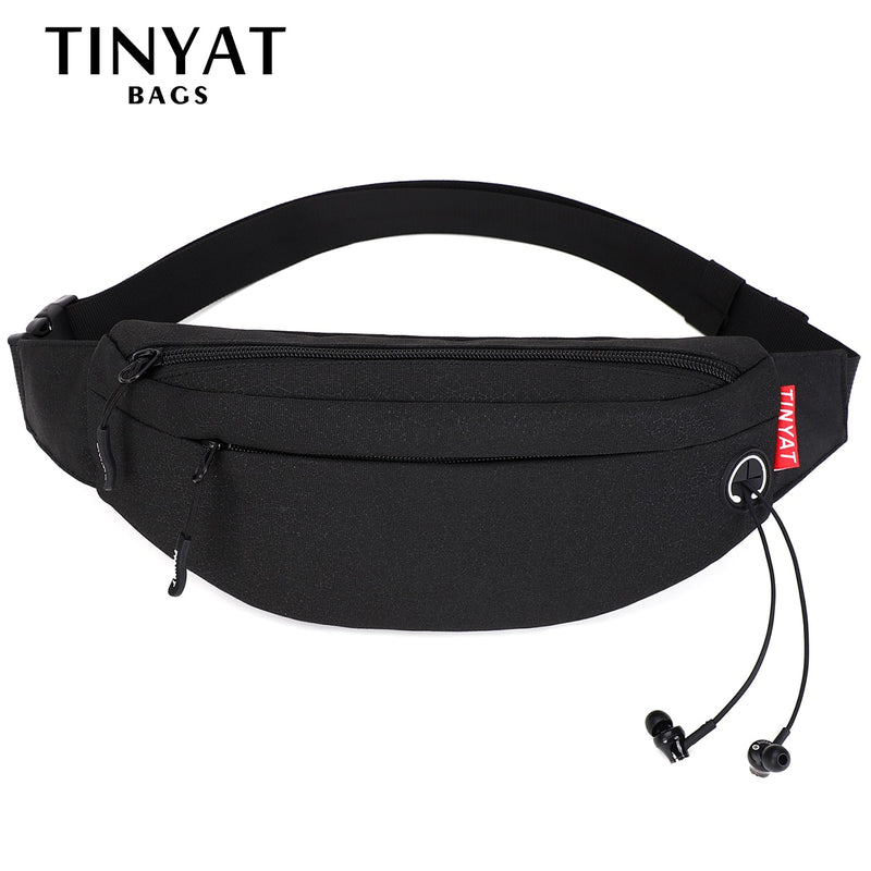 TINYAT Men Waist Bag Pack Purse Casual Large Phone Belt Bag Pouch Women's Canvas Travel Phone Bag Fanny Banana Bag Hip 4 Pockets