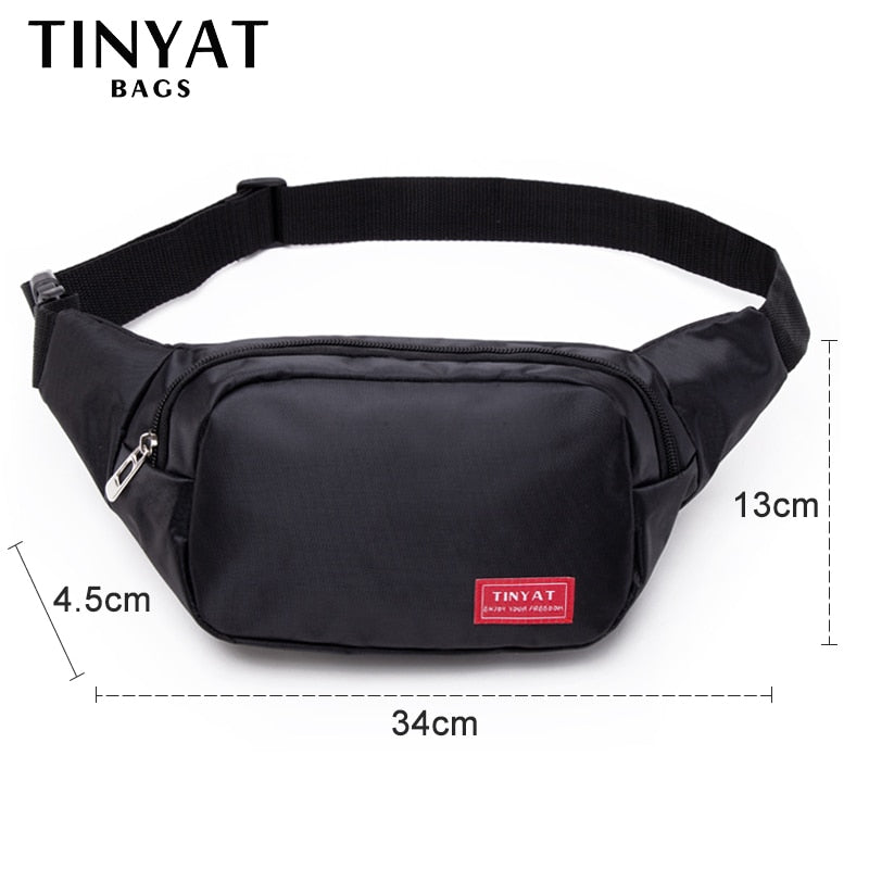 TINYAT Men Waist Bag Pack Purse Casual Large Phone Belt Bag Pouch Women's Canvas Travel Phone Bag Fanny Banana Bag Hip 4 Pockets