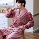 Lovers Coral Fleece Robe Warm Sleepwear Women Men Thicken Flannel Bathrobe Lounge Nightgown Home Clothes Bigsize