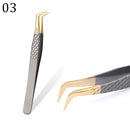 Stainless Steel Eyelashes Tweezers Professional For Lashes Extension Gold Decor Anti-static Eyebrow Tweezers Eyelash Extension