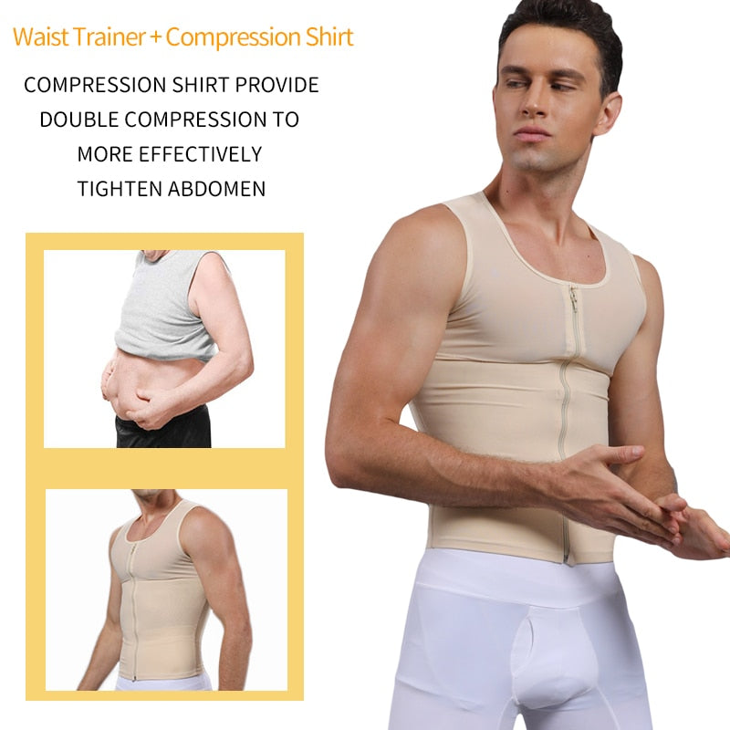 Mens Slimming Body Shaper Gynecomastia Compression Shirts Tummy Contro