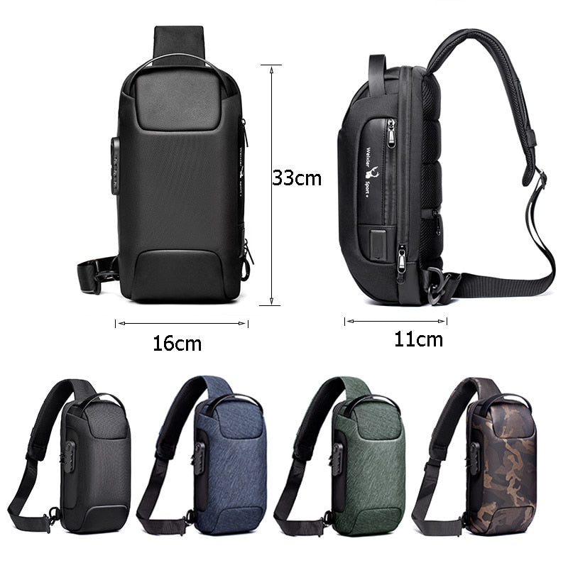 New Multifunction Crossbody Bag for Men Anti-theft Shoulder Messenger Bags Male Waterproof Short Trip Chest Bag Male Bag