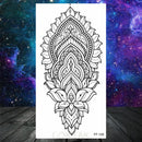 Owl Moth Jewelry Temporary Tattoo For Women Men Mandala Henna Flower Tattoo Mehndi Fake Pendants Geometric Tatoo Chest Back Lace