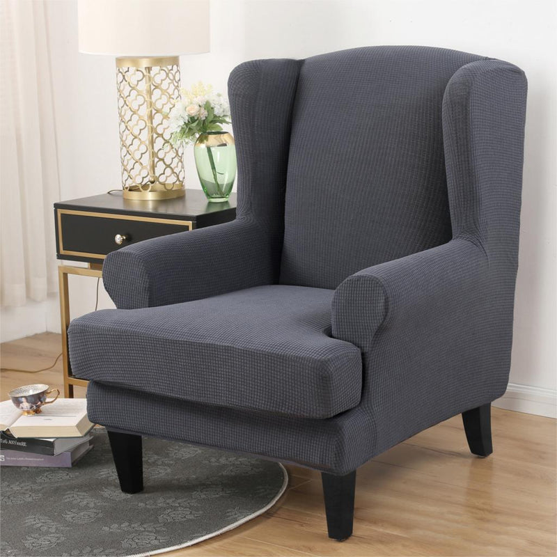 Urijk Waterproof Sloping Arm King Back Chair Cover Elastic Armchair Wingback Wing Sofa Back Chair Cover Stretch Protector