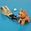 Fashion French Bulldog Keychain Bag Pendant Leather Car Keychain Couple Key Holder Chain Ring Cute Dog Trinket Animal Keyfob