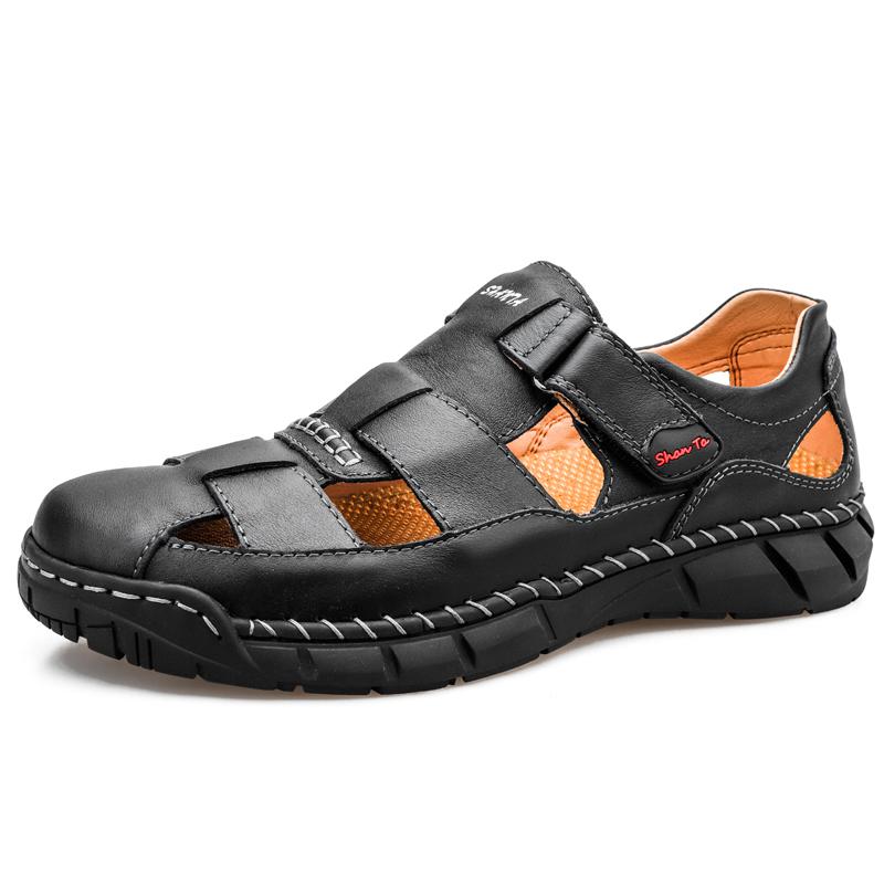 Classic Mens Sandals Genuine Leather Sandals Men Outdoor Casual Lightweight Sandal Fashion Men Slipper Size 38-48