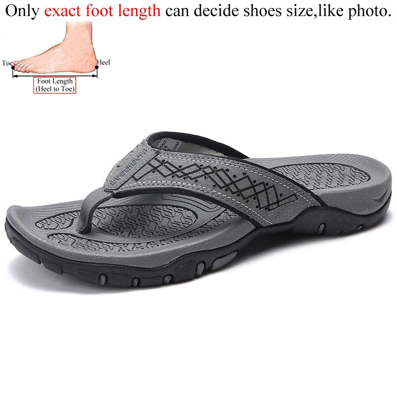 Men's PU Leather Slippers Outdoor Flip Flops Men Slipper Casual Chanclas Hombre Flip Flop News Flat Shoes Flipflops