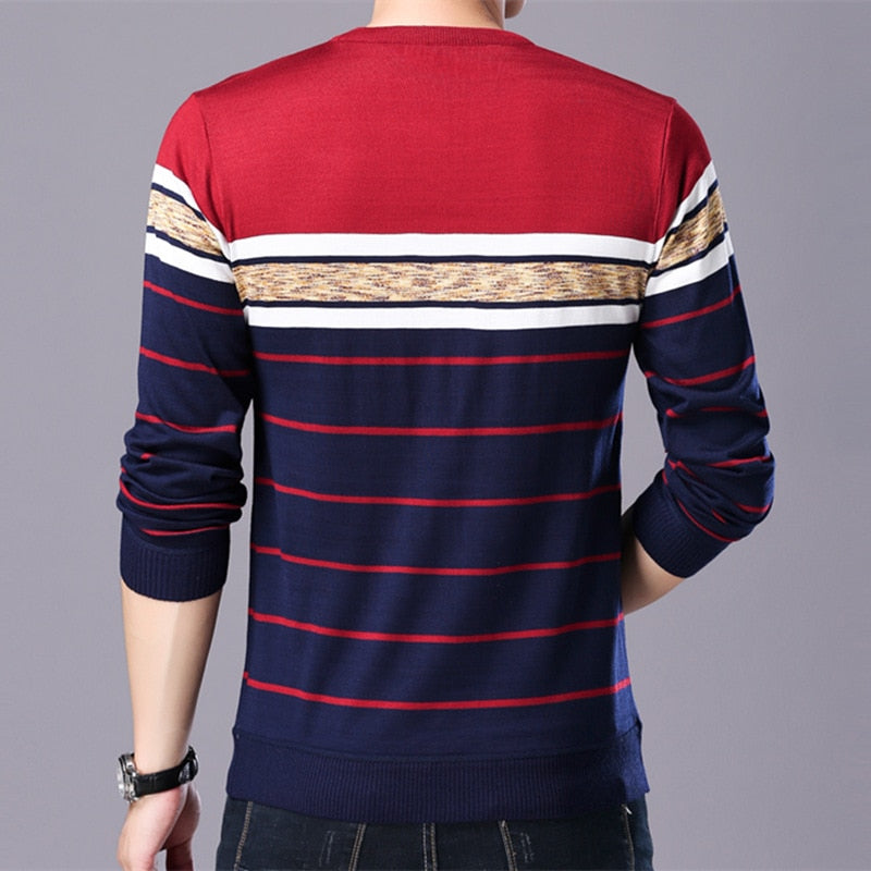 Liseaven Men Sweater O-Neck Casual Striped Sweaters Brand Mens Pullovers