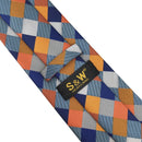 S17 Checked Multicolor Ties for Men Pocket Square Set Gift Party Necktie Silk 63&quot; 6cm  Extra Long Wedding
