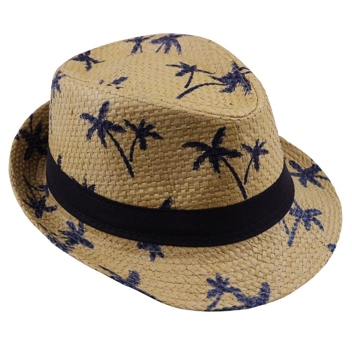 LNPBD hot sale straw Sun hat kids  Beach Sun  hat Trilby panama Hat handwork for boy girl Children 4 colour