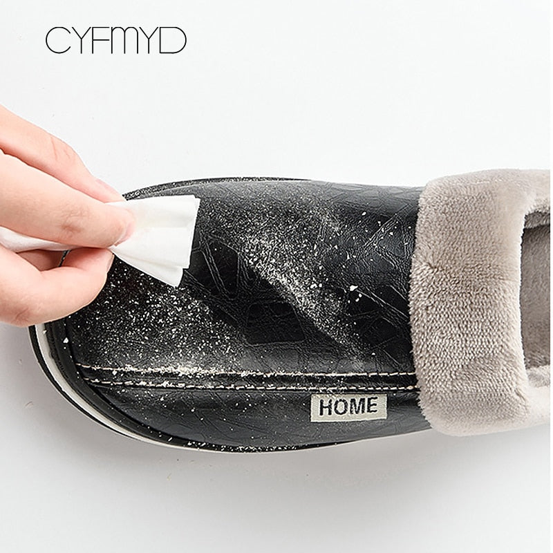 Women shoes Indoor Slippers Memory foam Size 9-17 Non-slip Ladies leather slippers Antifouling Family Home shoes