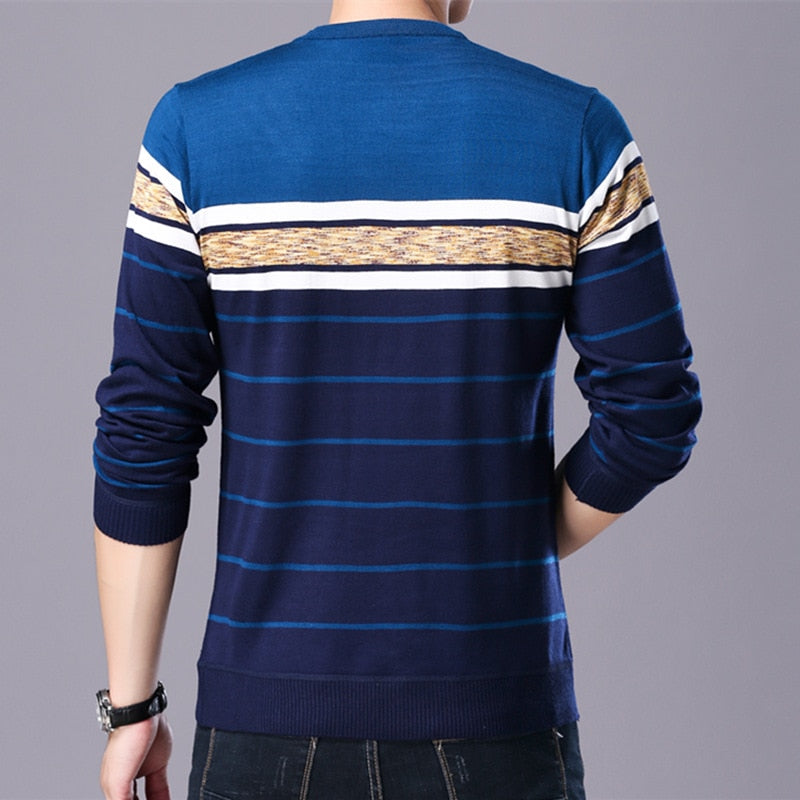 Liseaven Men Sweater O-Neck Casual Striped Sweaters Brand Mens Pullovers