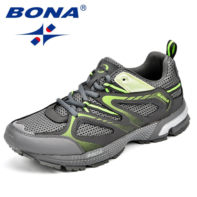 BONA Classics Style Men Running Shoes Cow Split Mesh Men Sport Shoes