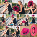 WELROG Black Red Fedora Hats For Women Imitation Wool Fedoras Panama Felt Hat Men Jazz Hats Trilby Chapeau Femme Caps