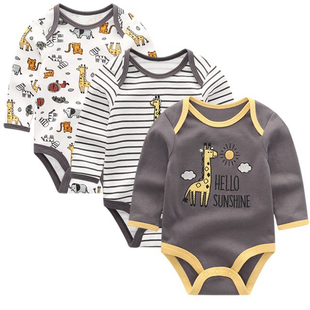 3pcs/lot long Sleeve Original Newborn Baby Bodysuit kids Clothing bebes Baby Boy Girl clothes set body suits