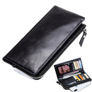 CONTACT'S Genuine Leather Oil Wax Men's Wallet Black Short Wallets for Men Portomonee Male Card Holder Carteira Masculina Walet