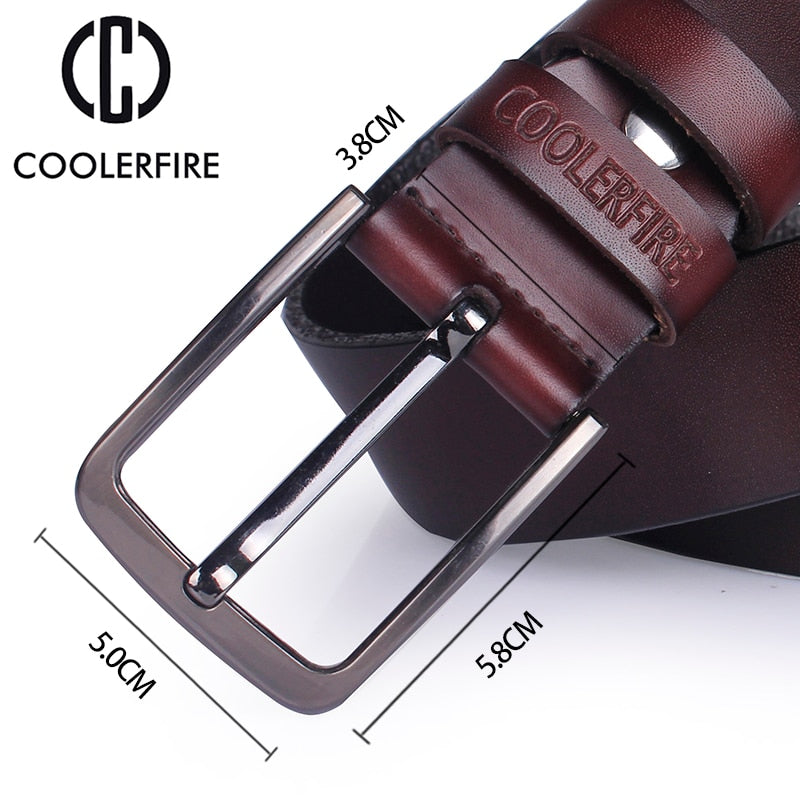 Men Cowskin Genuine Leather Belt Vintage Jeans Belt Strap Double Pin Buckle Designer  Belts For Men 