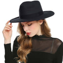 WELROG Black Red Fedora Hats For Women Imitation Wool Fedoras Panama Felt Hat Men Jazz Hats Trilby Chapeau Femme Caps