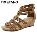 New Arrival Women Shoes Comfort Rome Gladiator Casual Beach Sandals Woman Summer Zip Sandalias Large Size 35-42E388