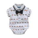 Toddler Boy Clothing Set Summer Newborn Baby Boys Bow Wedding Romper Suit Spaceship Print Set Infant Kids Dress Baby Clothes