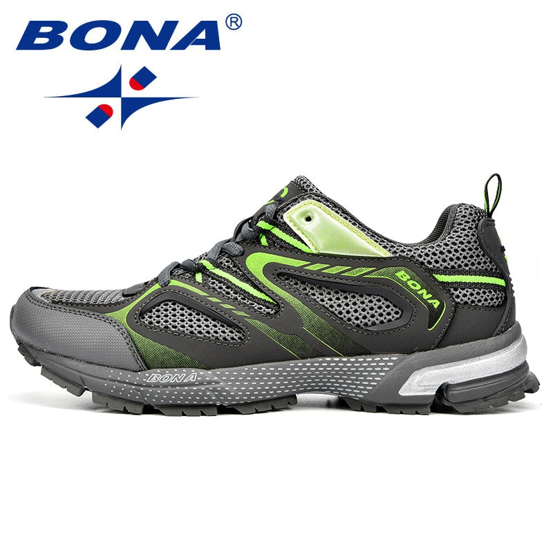 BONA Classics Style Men Running Shoes Cow Split Mesh Men Sport Shoes