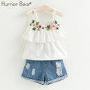 Humor Bear Baby Girl Clothes Fashion New Girls Clothing Sets Kids Clothes Toddler Girl Cute Bow T-shirt+ Pants Set